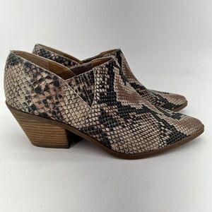 Lucky Brand Tabea Womens Size 9.5 M Snakeskin Print Booties Ankle Suede Western